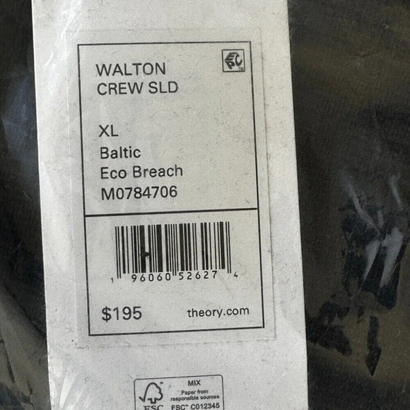 Theory Sweater Mens XL Blue Organic Cotton Ribbed Walton Crewneck Luxury Classic - Picture 4 of 5